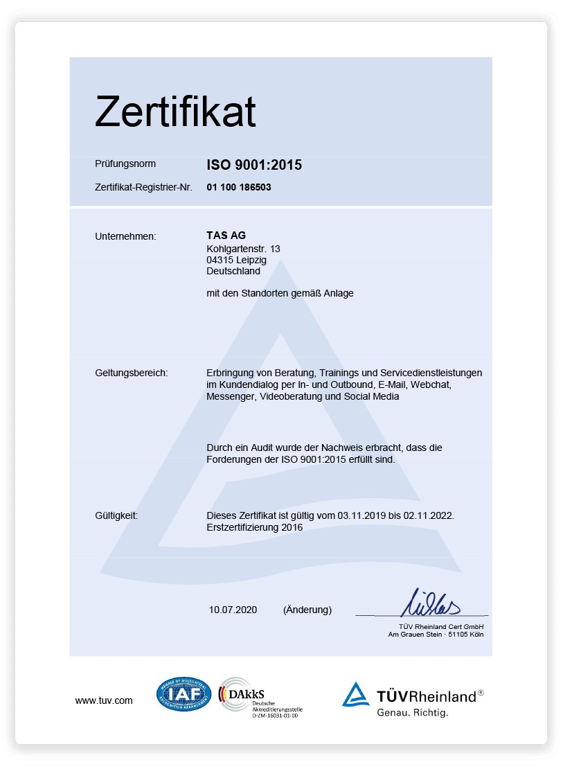 TÜV-zertifiziert nach ISO 9001 2020 website